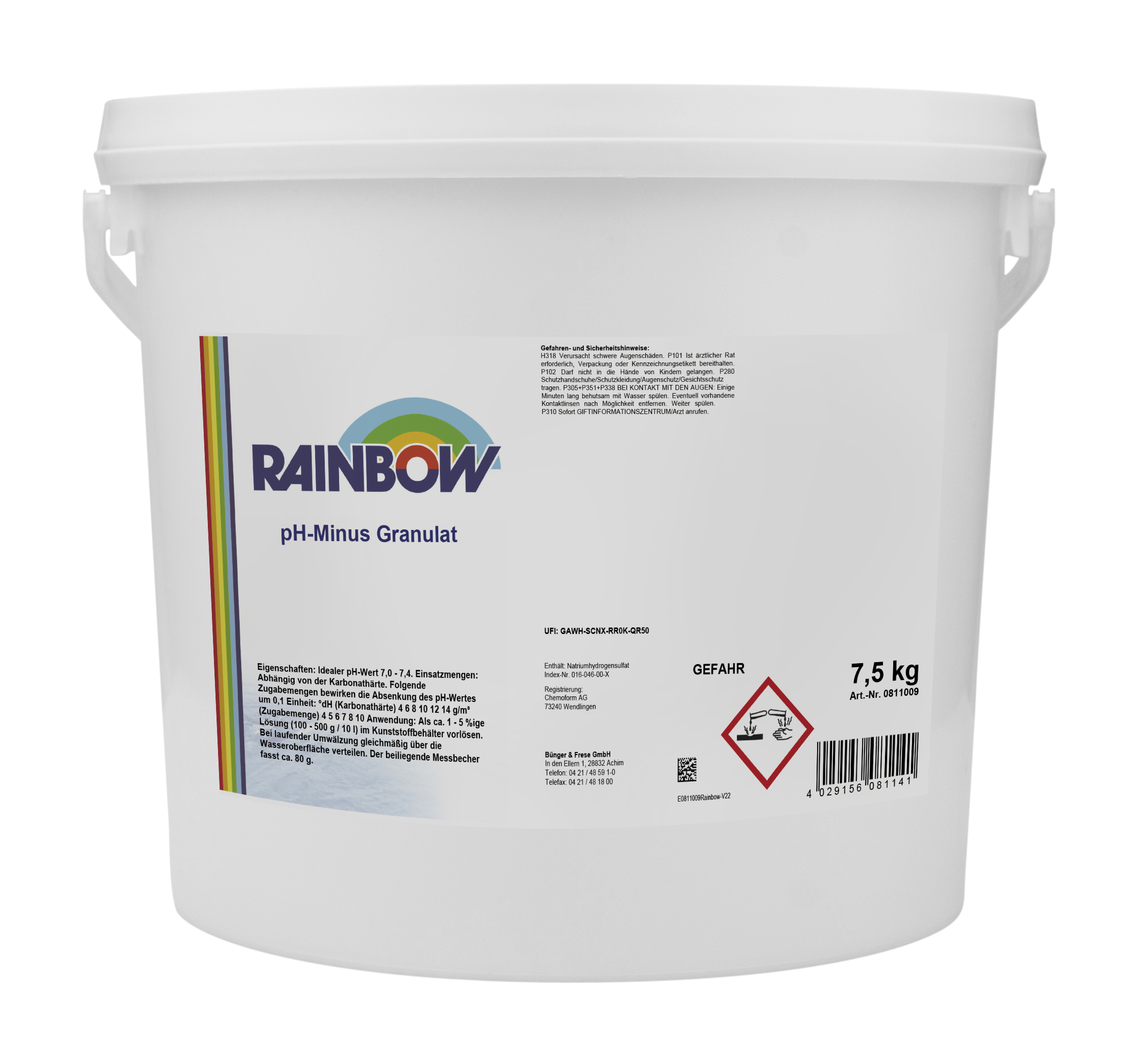 5kg Eimer Rainbow pH-Senker Granulat